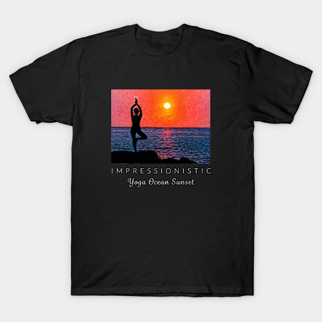 Yoga Ocean Sunset Impressionism T-Shirt by ZoesPrints